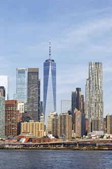 New York City Manhattan skyline with World Trade Center skyscraper in New York