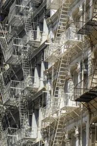 New York. Manhattan. Fire escape ladders