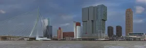 Nieuwe Maas with Erasmus Bridge and high-rise buildings
