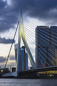 Nieuwe Maas with Erasmus Bridge and skyscrapers