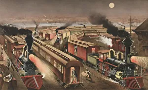 Night scene at an American railway junction