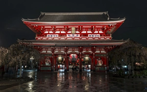 Night shot, HOzOmon Gate, Buddhist temple