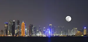 Night skyline of Doha with the Al Bidda Tower