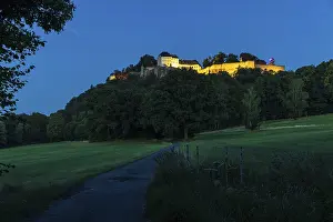 Night view of illuminated Konigstein Fortress