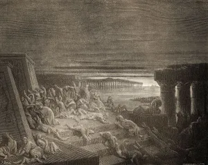 The Ninth Plague: Darkness, woodcut by Gustave Dore
