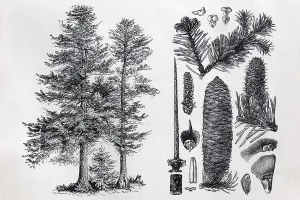 Noble fir (Abies nobilis), tree and cones