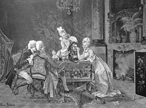 Noble society, rich people in an elegant living room