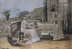 Noble Society, On the Terrace, Two Women with a Little Girl