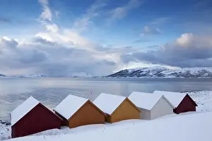 Category Scandinavia Prints: Nordfjord with colorful wooden huts