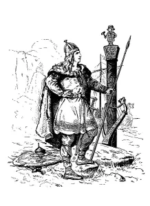 Nordic Viking, woodcut from 1880