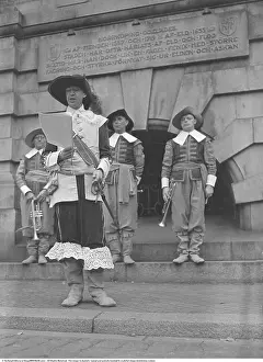 Norrkoping, 1941. In front of the city's town hall stands a group of men