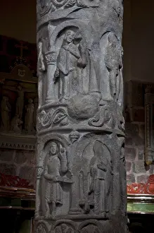 Category Historic EN Prints: North-east Romanesque column in the nave with personifications of the vices