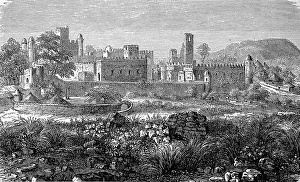 The north side of the fortress of Gondar in Ethiopia