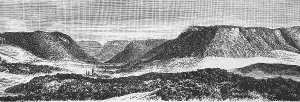 North view of the low mountain range of the Swabian Alb or Swabian Jura, panorama, travel, Baden-Wuerttemberg, Germany, geography, historical illustration 1885, Europe
