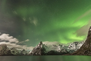 Northern Lights or Aurora Borealis over Bergen