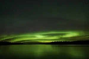 Northern Lights (Aurora borealis) reflected in Torneaelven