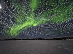Northern Lights (Aurora borealis) and star trails