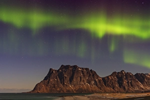 Category Mountain Landscapes Prints: Northern lights (Aurora borealis) in winter Scandinavian landscape