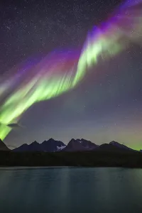 Northern Lights over Bergen in the Lyngen Alps