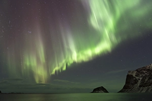Category Scandinavia Prints: Northern lights on the coast near Gimsoy