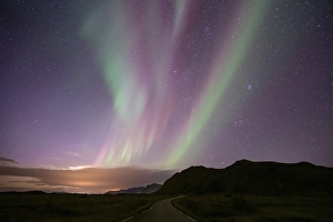 Northern Lights over mountain landscape (Aurora borealis)