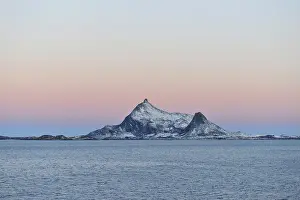 Norwegian coast at the Arctic Circle with Mount Hestmannen in the distance