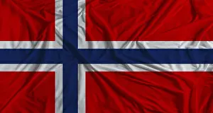 Norwegian flag with fabric texture background