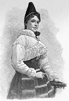 Norwegian woman wearing traditional traditional costume