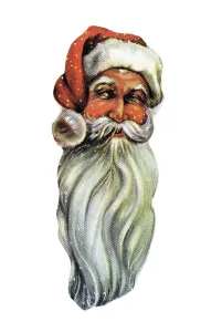 Nostalgic illustration, Father Christmas head with a long white beard