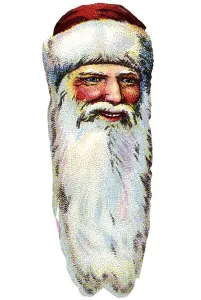 Nostalgic illustration, Father Christmas head with a long white beard
