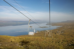Nuolja or Njulla chairlift and view towards Abisko
