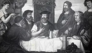 Nuremberg masters at a table, Peter Vischer