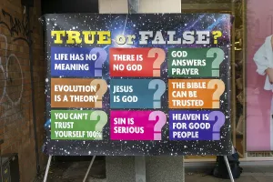 OAC Evangelists religious poster of questions about Christianity and God