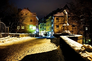 Obere Bruecke bridge at night, Bamberg