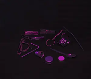 Objects collected by the silk bowerbird in the UV (Ptilonorhynchus violaceus)