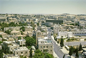 Oblique view from an elevated position over the city of Jerusalem, Israel, Middle East, 1964, Asia