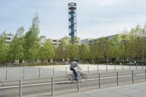 The Oerliker Park in Zurich is a prominant example of combining attractive urban space with modern dense architecture