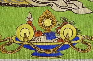 Offering bowl with ingredients to symbolize the five senses