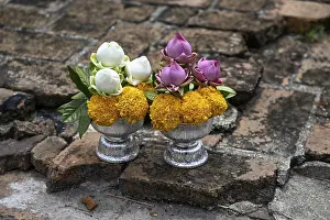 Offerings in front of the reclining Buddha