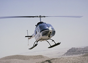 Oil industry in the desert of Dharhan, Saudi Arabia, helicopter Bell 206 JetRanger 1979, Asia