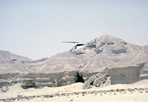Oil industry in the desert of Dharhan, Saudi Arabia, helicopter Bell 206 JetRanger 1979, Asia