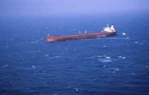 Oil industry in the Ras Tanura area, Saudi Arabia, oil tankers at anchor 1979 Vania ?, Asia