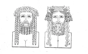 Old Bacchus head with elaborately coiffed hair and beard