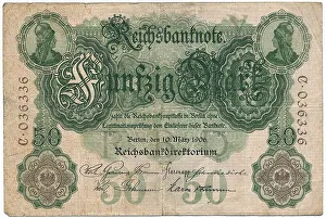 Old banknote, 50 marks, front, German Reichsbanknote
