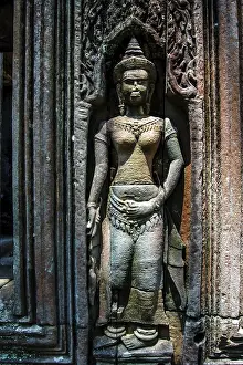 Old bas-relief angkor wat statue in Cambodia