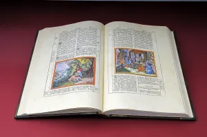 Old bible, bound in leather, made to look like the Gutenberg Bible