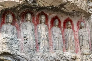 Old Buddha statues in a cliff, Thousand Buddha Mountain