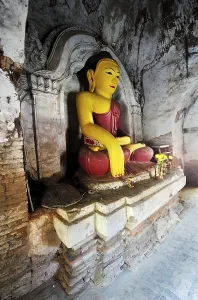 Old Buddha in a temple in Amarapura