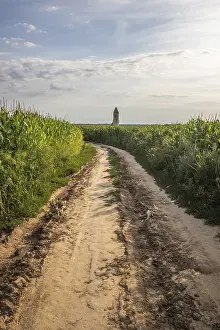 Old Catholic church, ruin in the middle of a cornfield