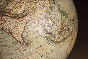 Old globe, close-up with colonies in Africa